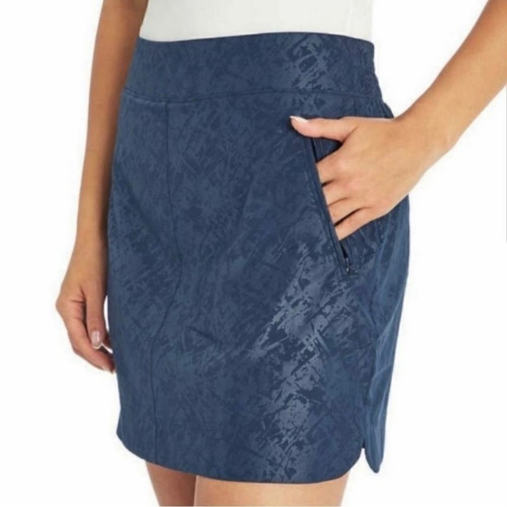 Orvis Travel Skort Skirt Shorts Shattered Navy Blue Comfort Womens Size Small